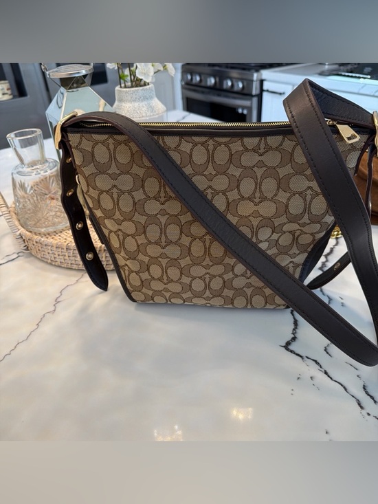 Coach Brown Signature Canvas Crossbody with Dark Leather Trim - Picture 5 of 16